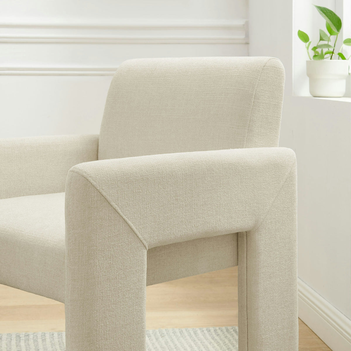Daven Ecru Fabric Upholstered Dining Chair