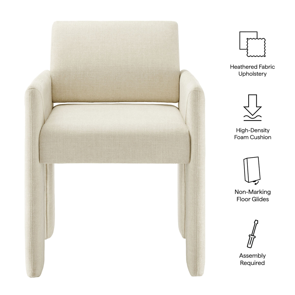 Daven Ecru Fabric Upholstered Dining Chair