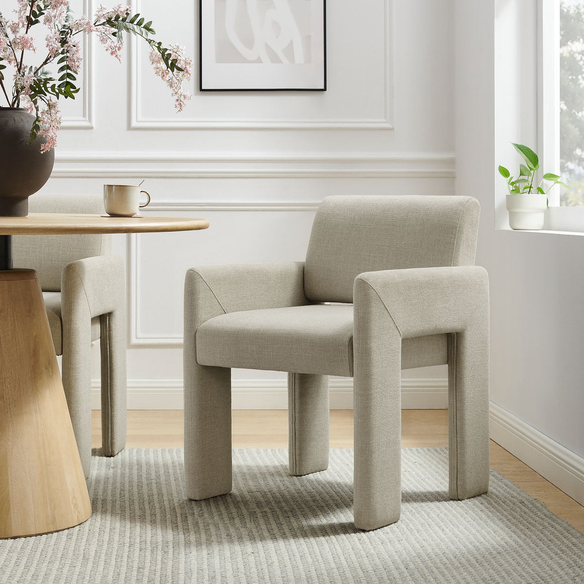 Daven Linen Fabric Upholstered Dining Chair