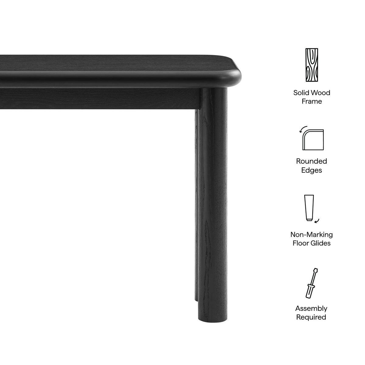 Alvia Black Oak Wood Console Table