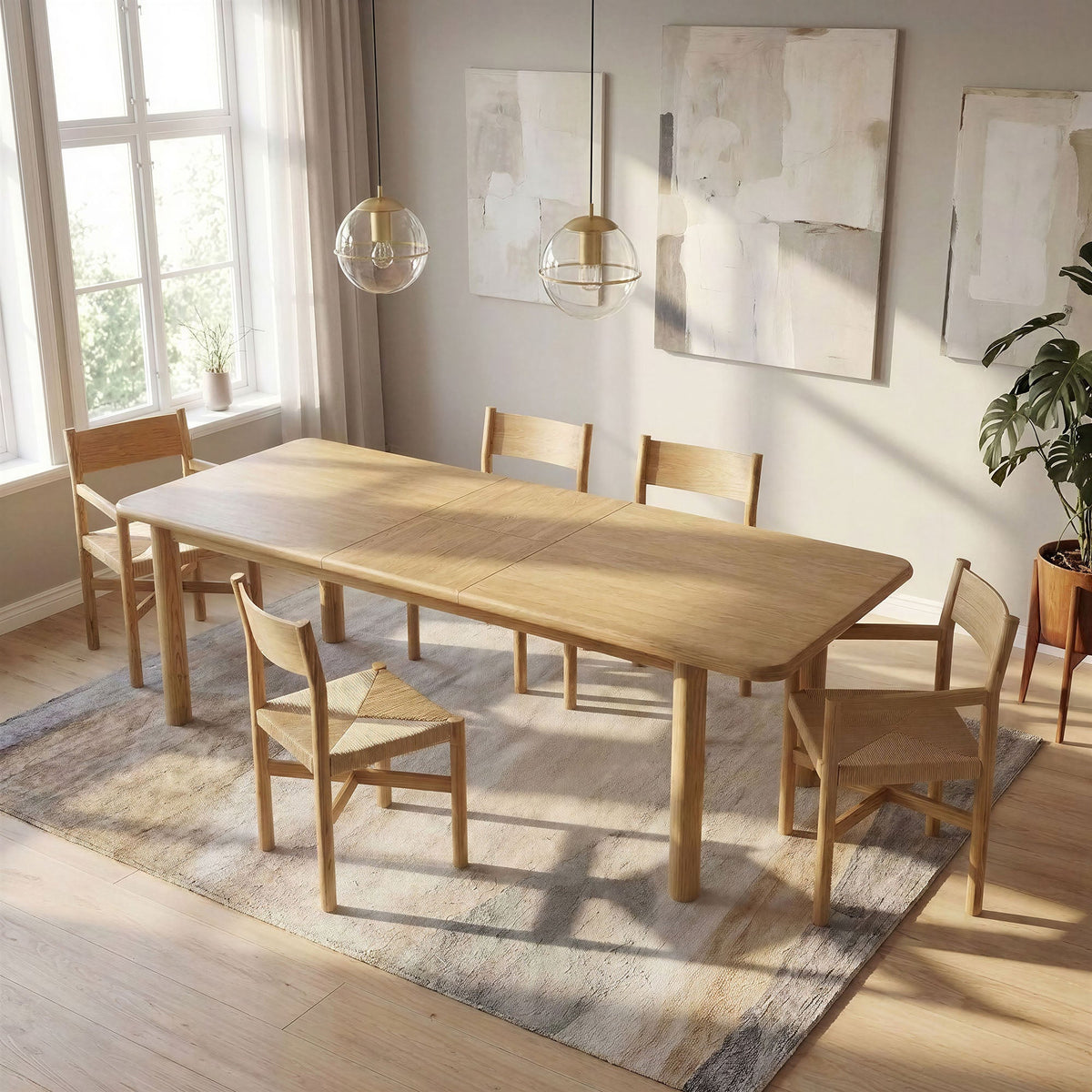 Alvia Weathered 86"-105" Extendable Rectangular Oak Wood Dining Table