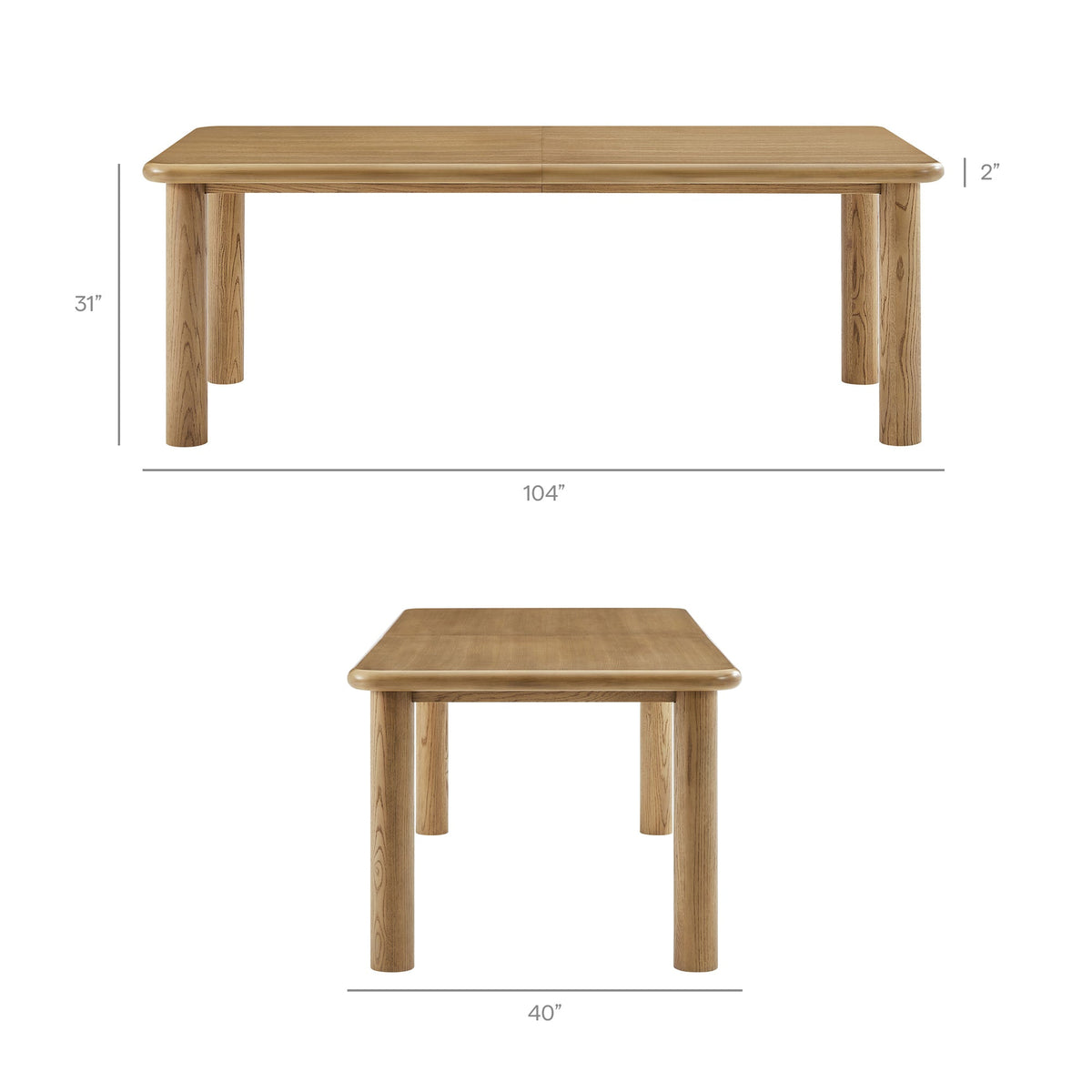 Alvia Weathered 86"-105" Extendable Rectangular Oak Wood Dining Table