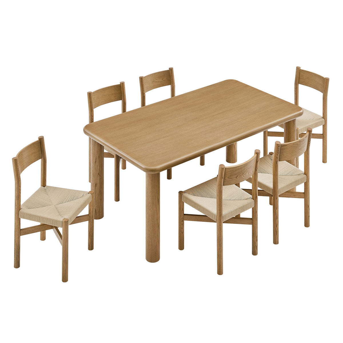 Alvia Weathered 7-Piece Oak Wood Dining Table and Chairs Set