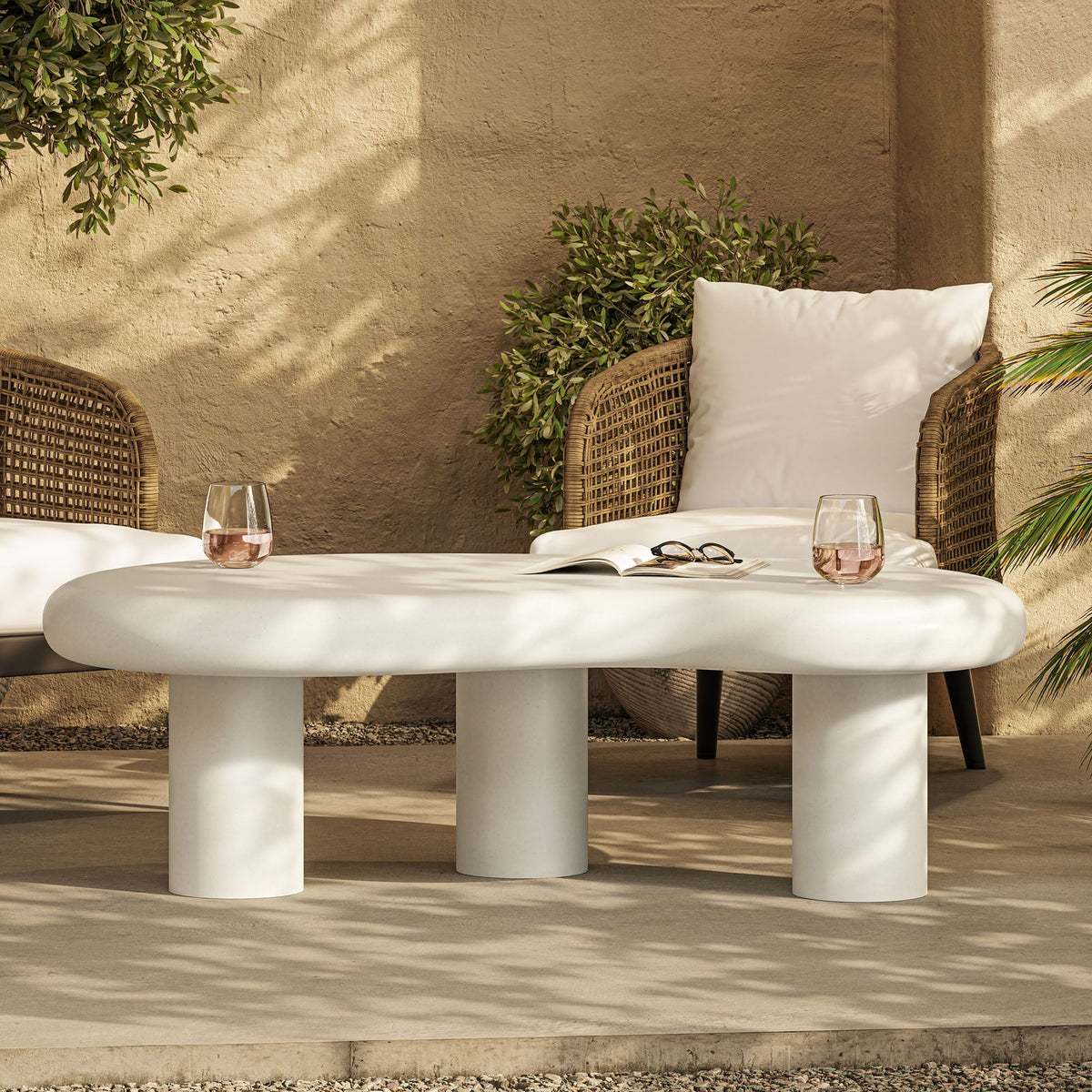 Elowen White Outdoor Patio Coffee Table