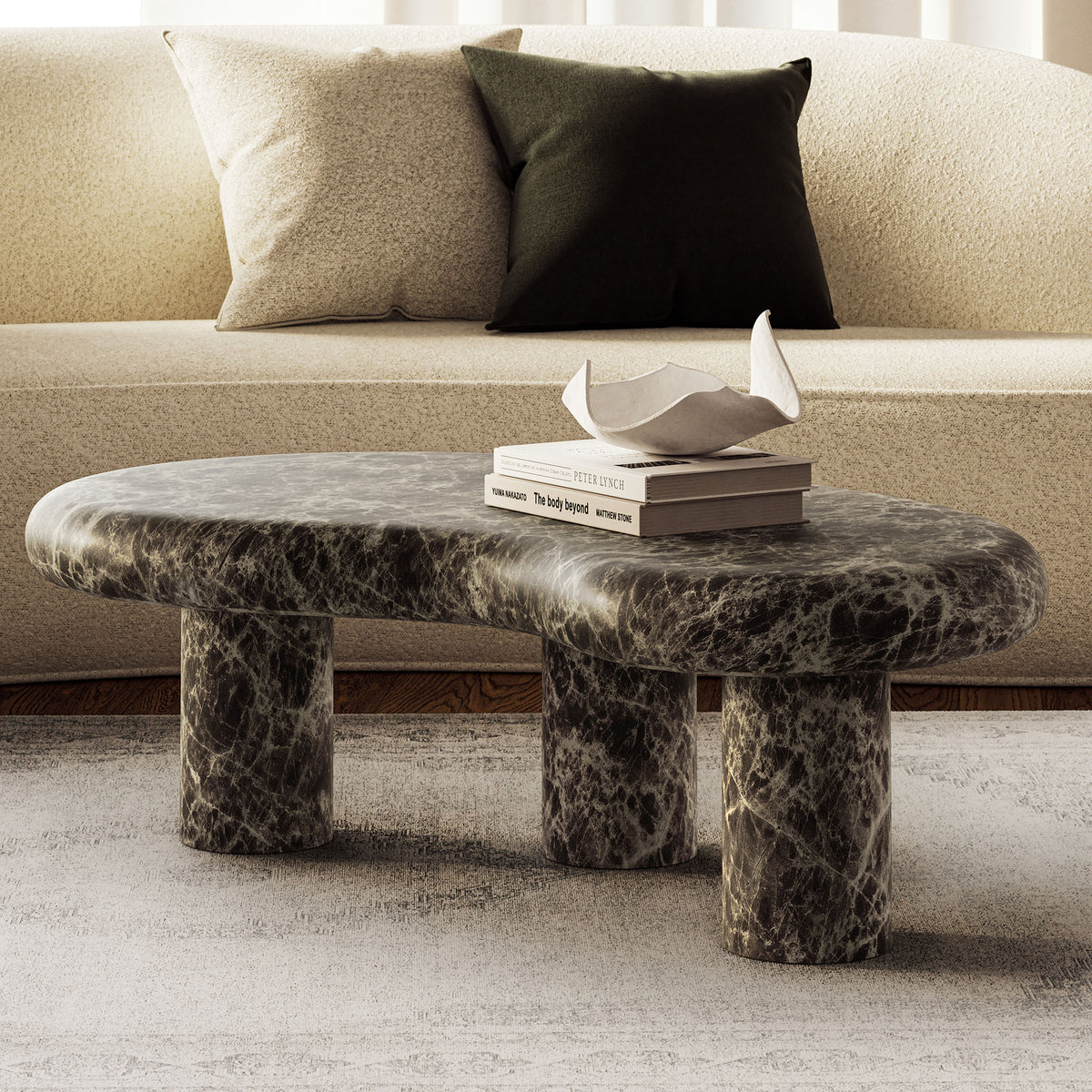 Elowen Dark Emperador Outdoor Patio Faux Marble Coffee Table - Ornate Home