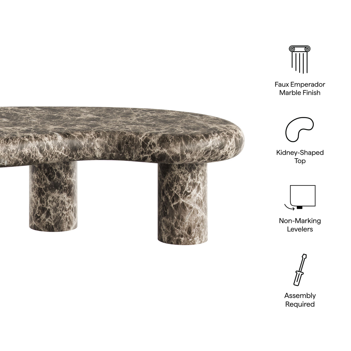 Elowen Dark Emperador Outdoor Patio Faux Marble Coffee Table - Ornate Home