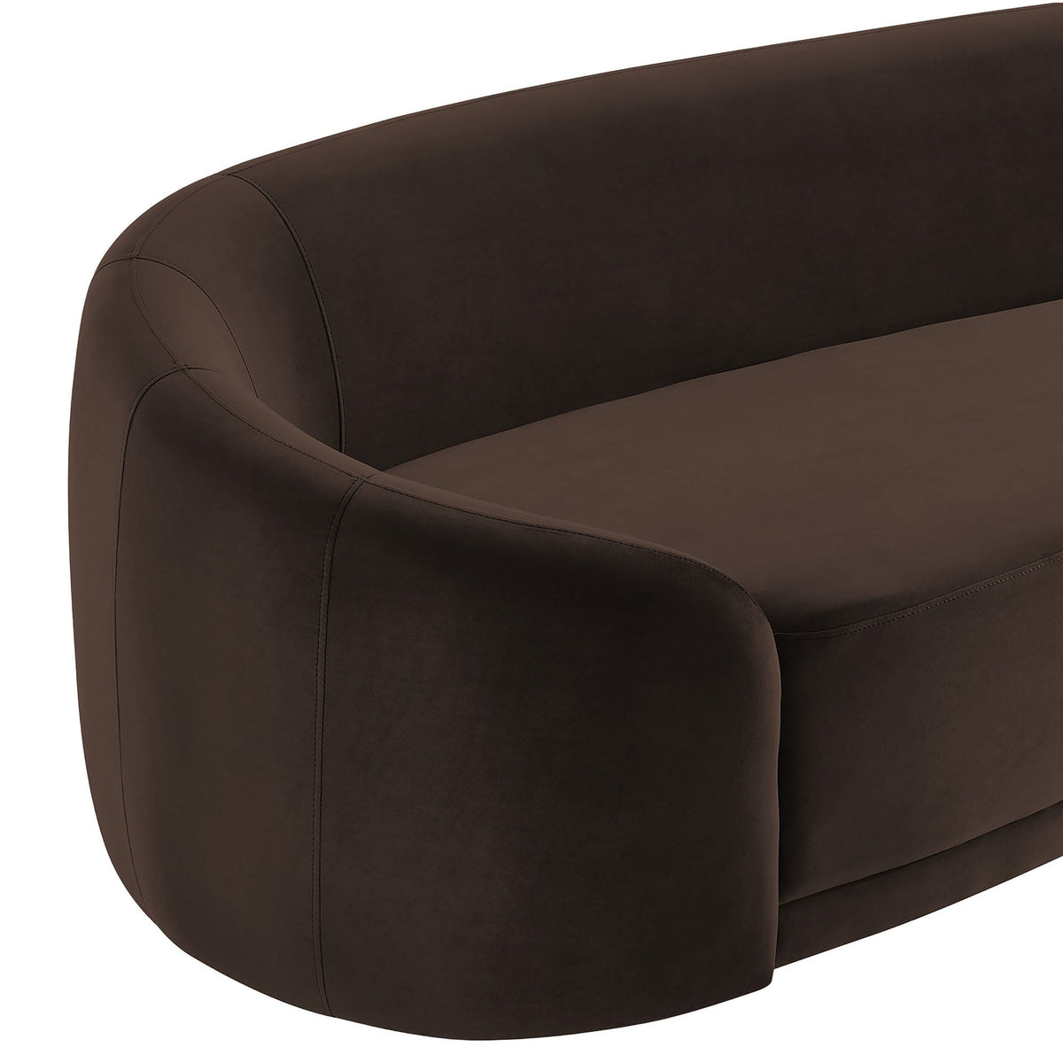 Contessa Chocolate Brown Curved Performance Velvet Sofa - Ornate Home