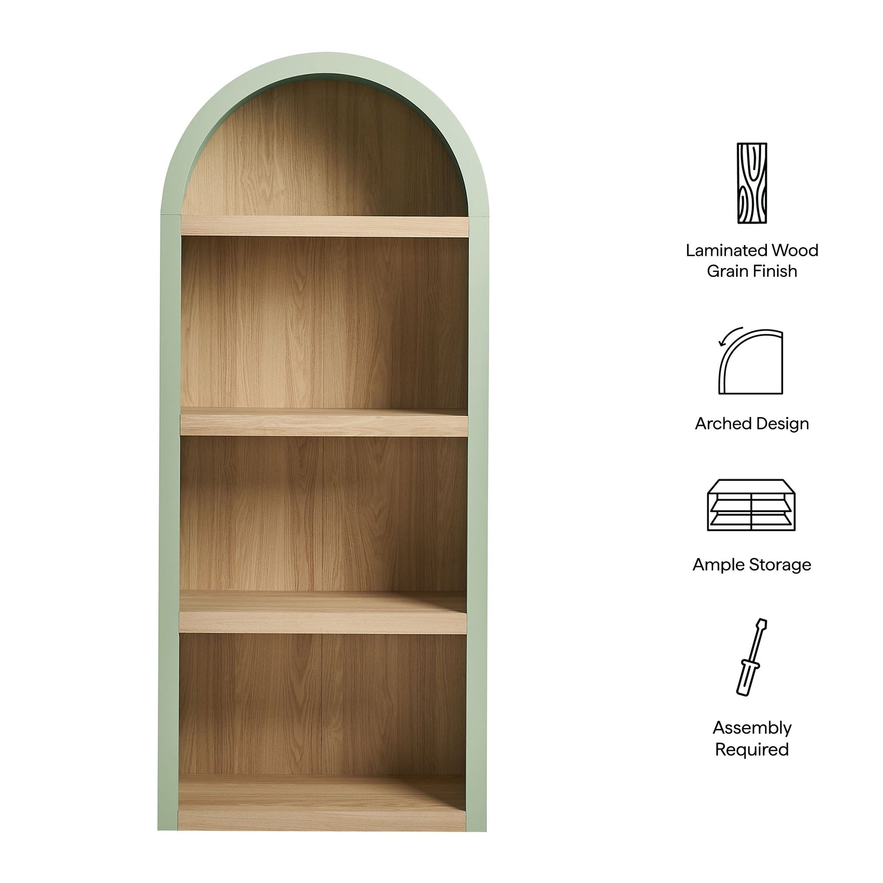 Caleb Sage 4 Arched Display Shelf Bookcase