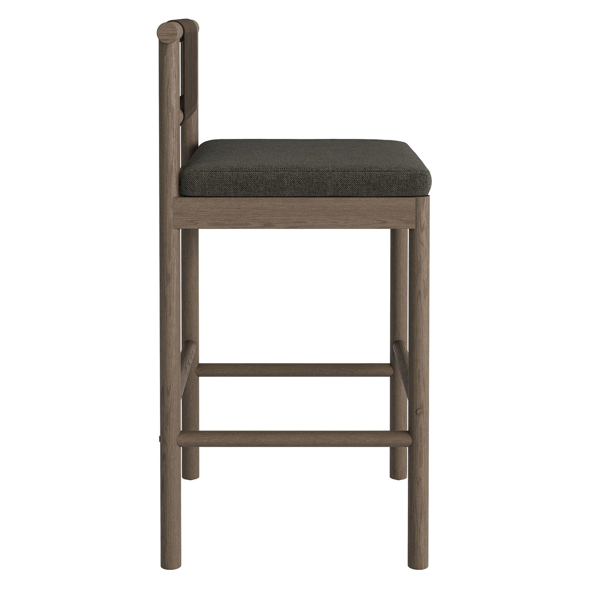 Eleni Weathered Gray Flint Outdoor Patio Teak Wood Bar Stools (Set of 2)