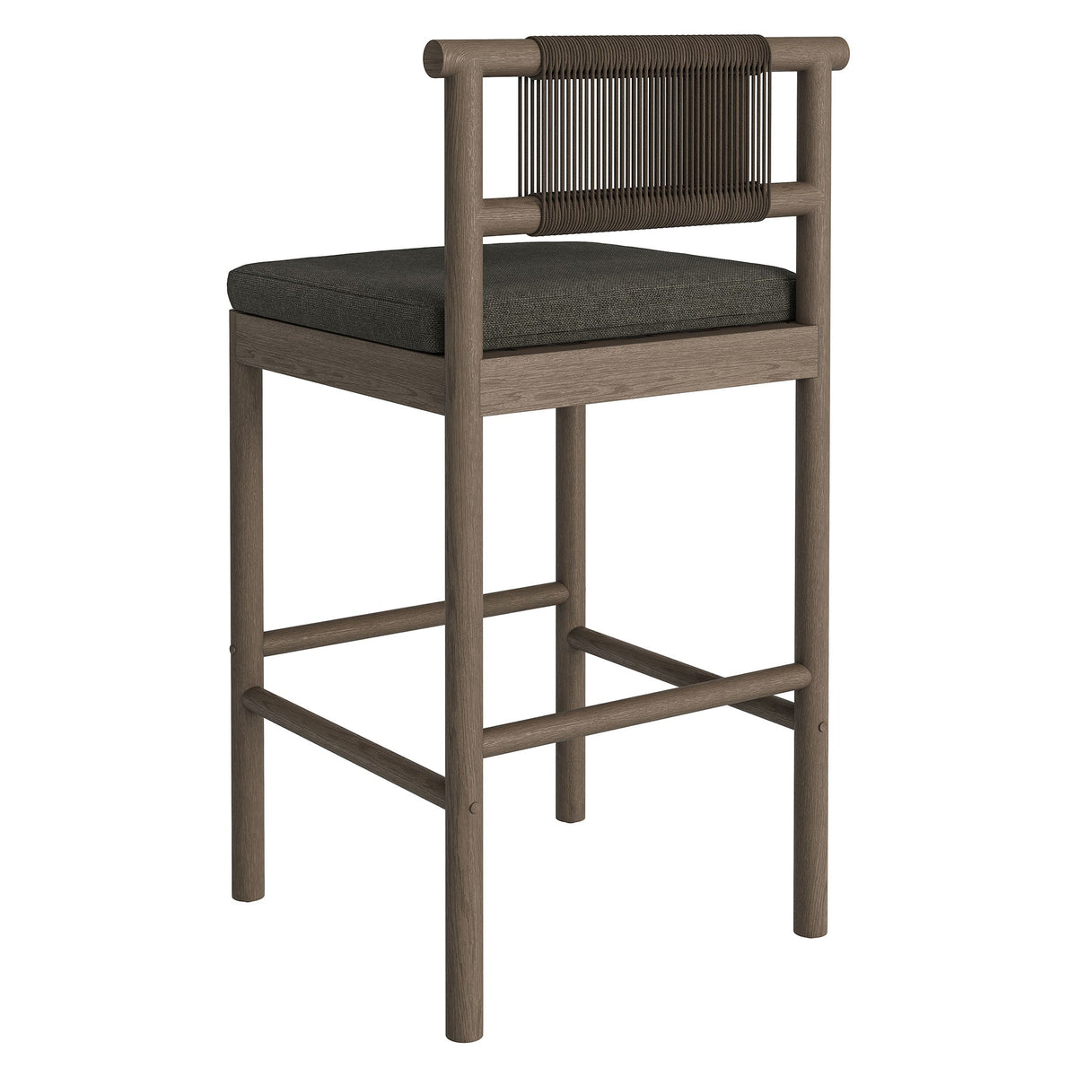 Eleni Weathered Gray Flint Outdoor Patio Teak Wood Bar Stools (Set of 2)