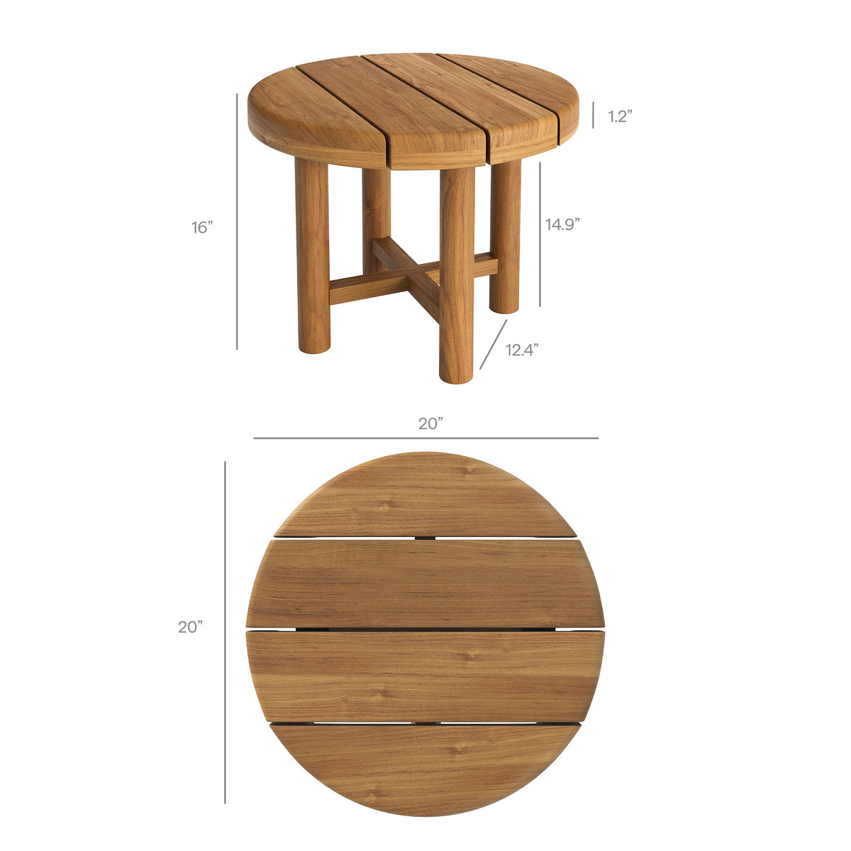 Eleni Natural Sail 3-Piece Outdoor Patio Teak Wood Furniture Set