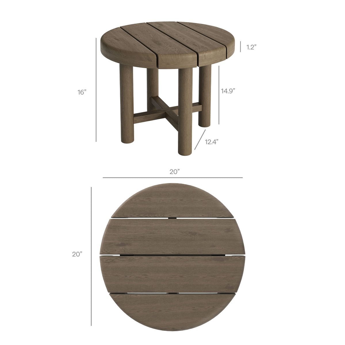 Eleni Weathered Gray/Pebble 3-Piece Outdoor Patio Teak Wood Furniture Set