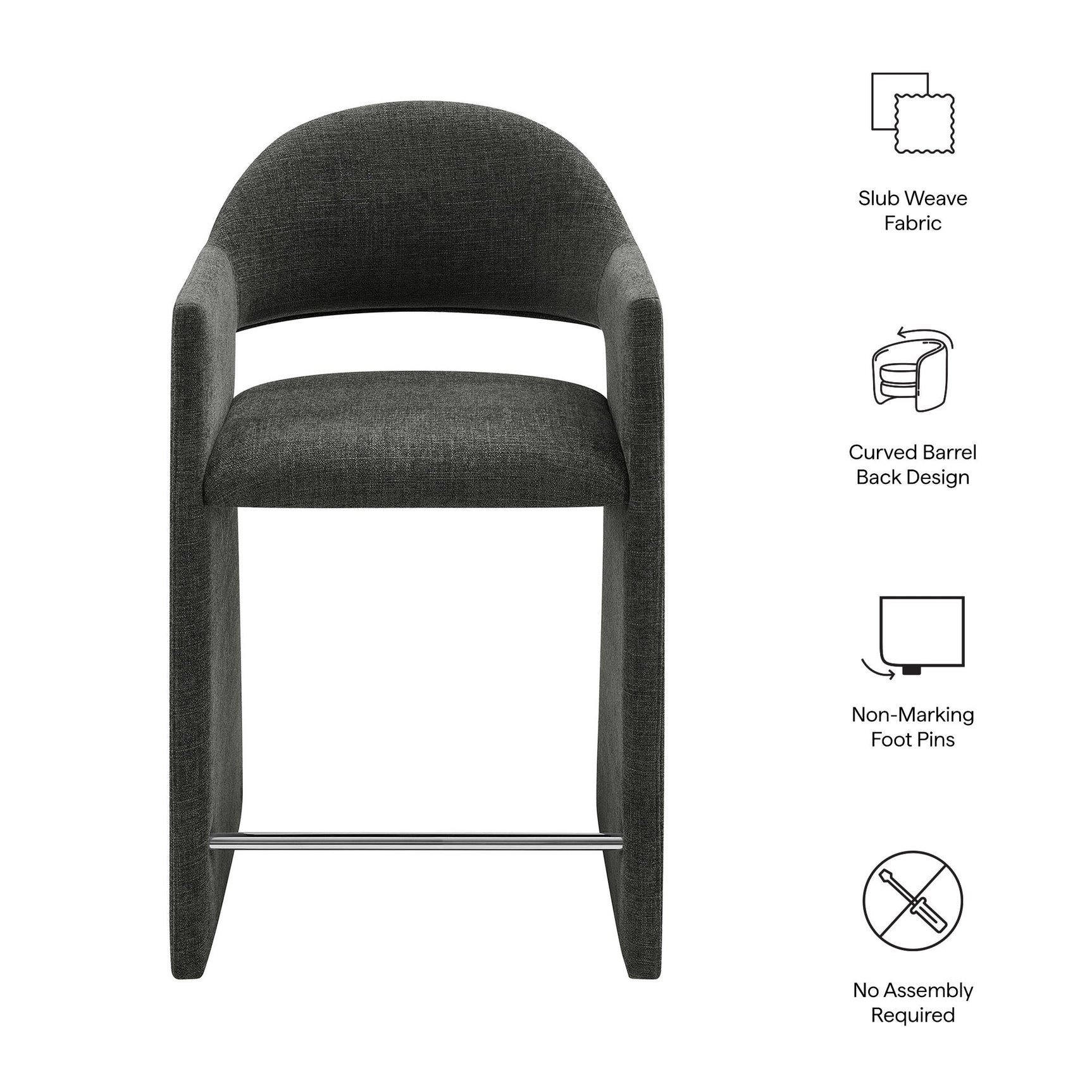 Talia Charcoal 37 Inch Upholstered Fabric Counter Stool