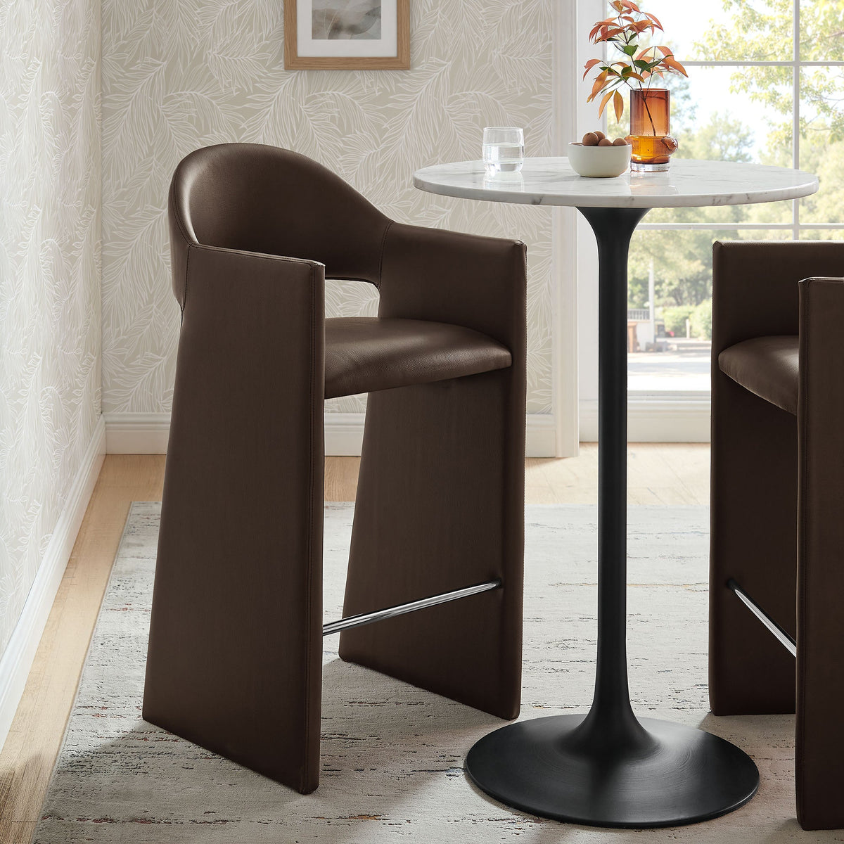 Talia Espresso 41 Inch Vegan Leather Bar Stool
