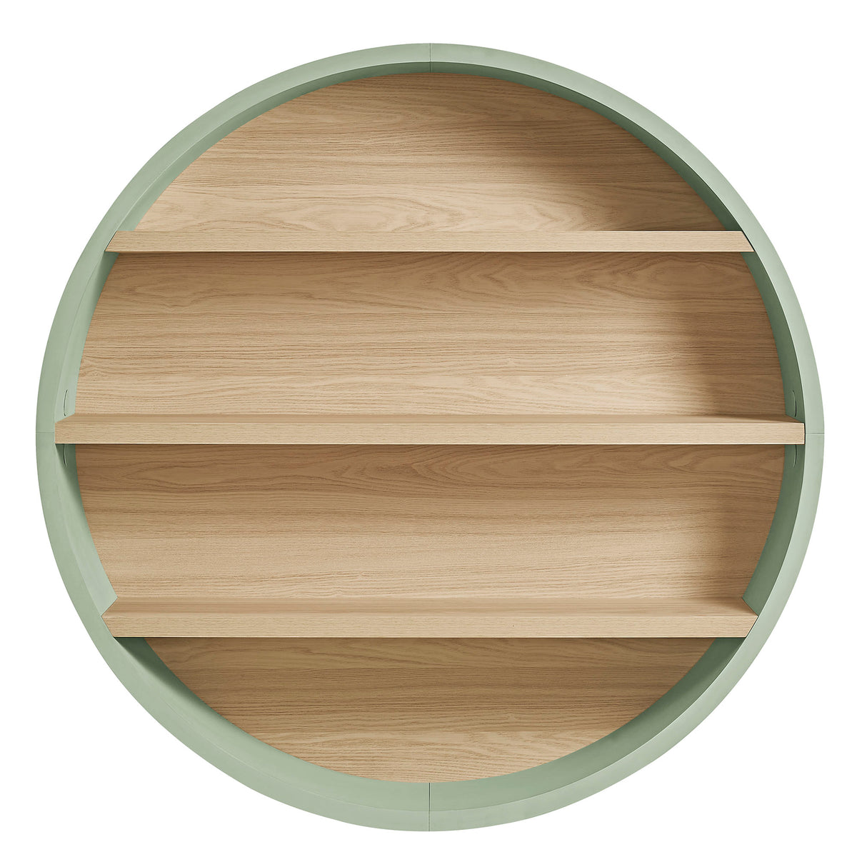 Romy Sage/Natural 47" Round Wall Book Shelf - Ornate Home