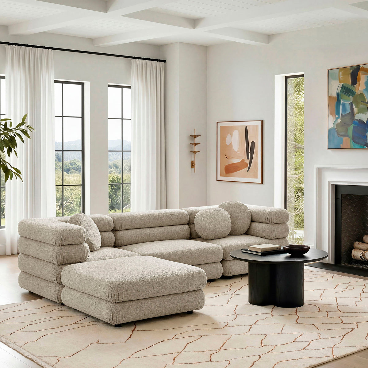 Jubilee Linen 4-Piece Upholstered Modular Sofa Set
