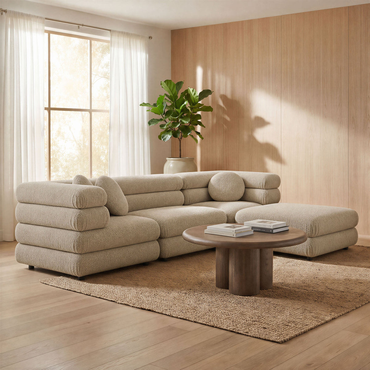 Jubilee Linen 4-Piece Upholstered Modular Sofa Set