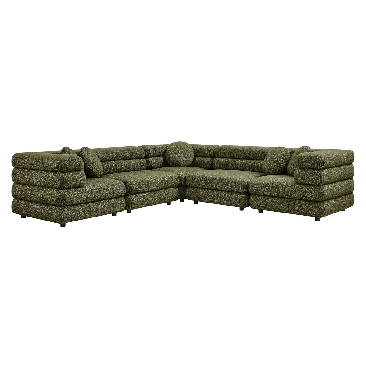 Jubilee Olive 5-Piece Upholstered Modular L-Shaped Sofa Set
