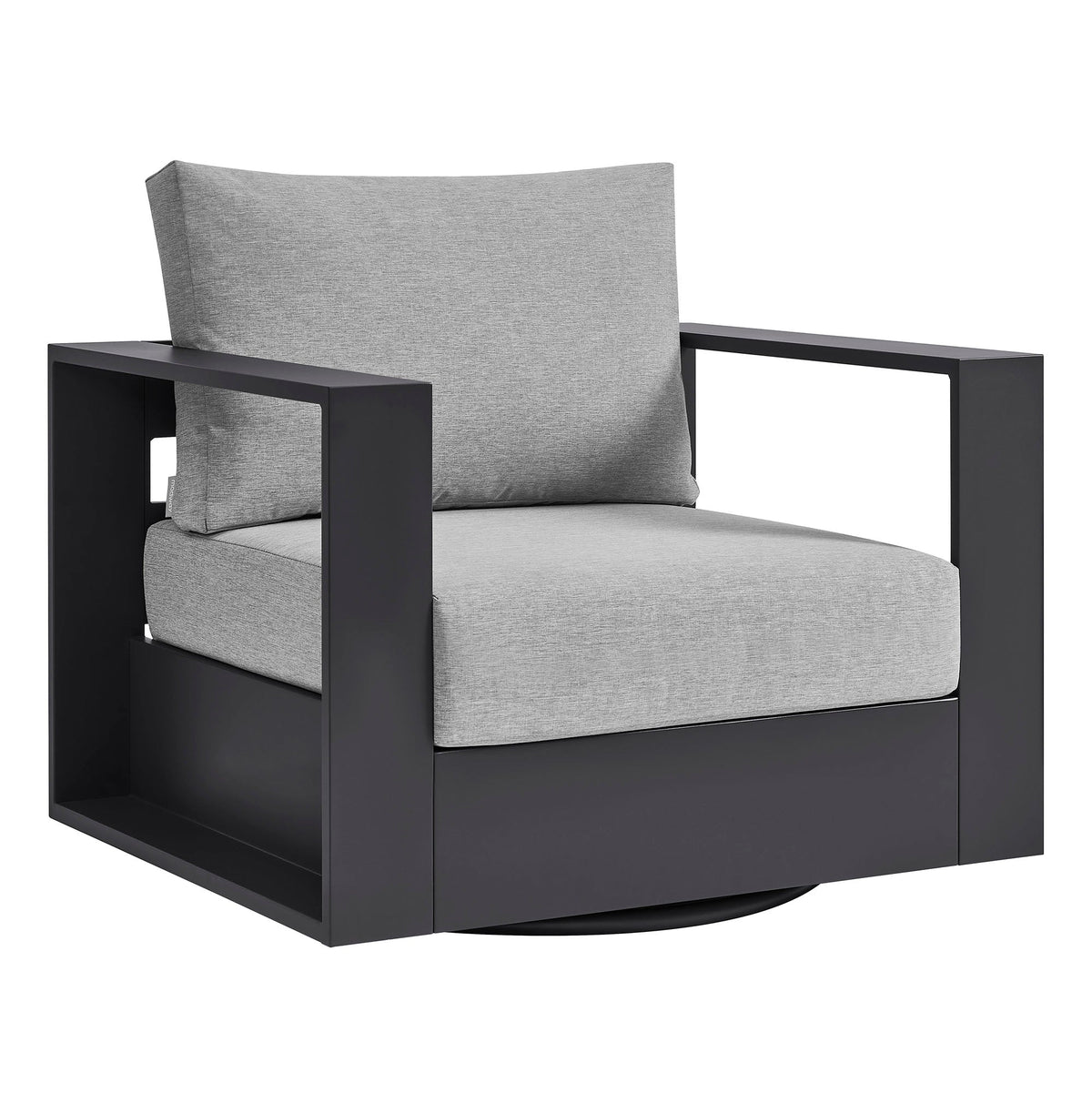 Tahoe Gray Outdoor Patio Powder-Coated Aluminum Swivel Armchair