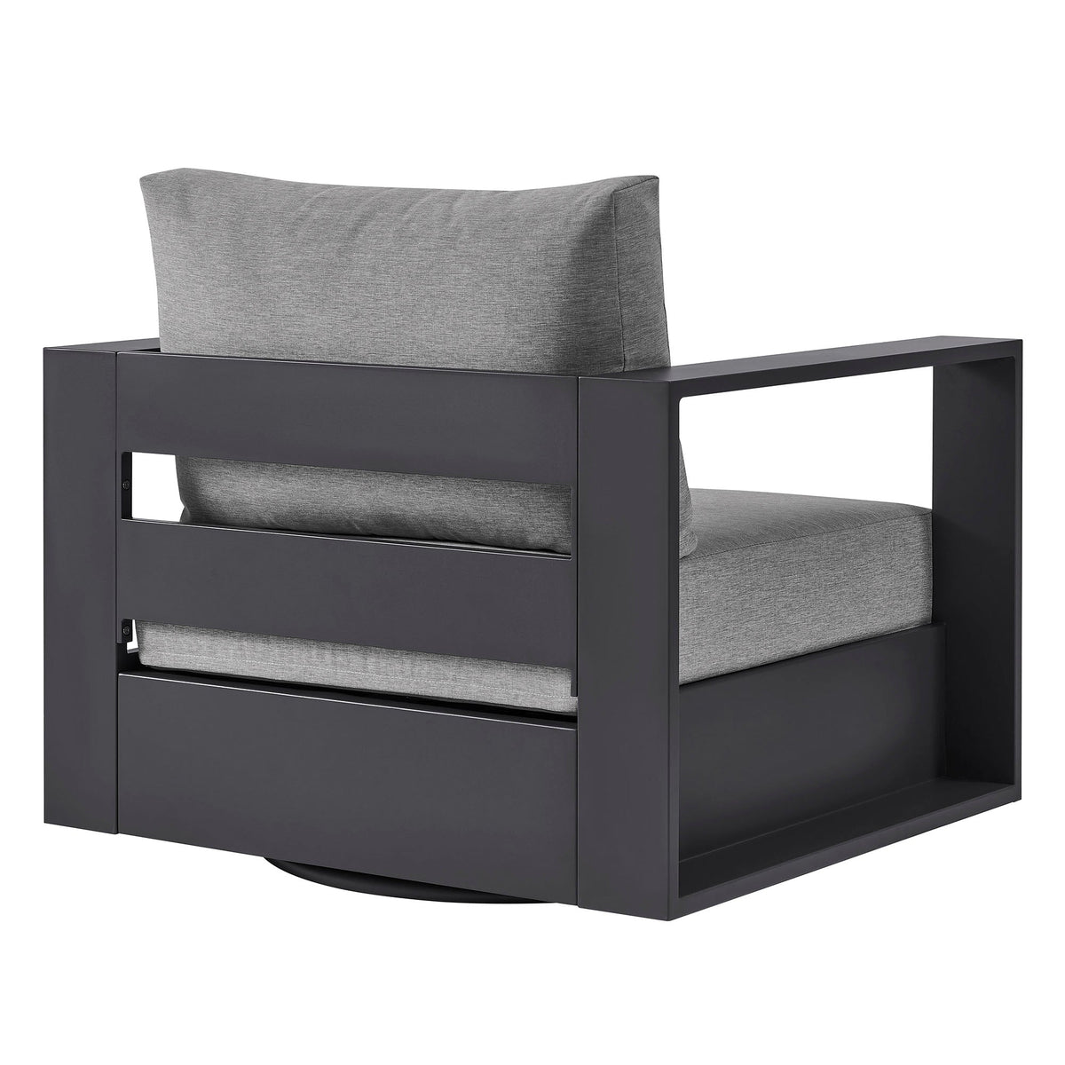 Tahoe Gray Outdoor Patio Powder-Coated Aluminum Swivel Armchair