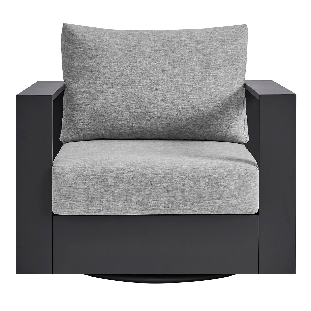 Tahoe Gray Outdoor Patio Powder-Coated Aluminum Swivel Armchair