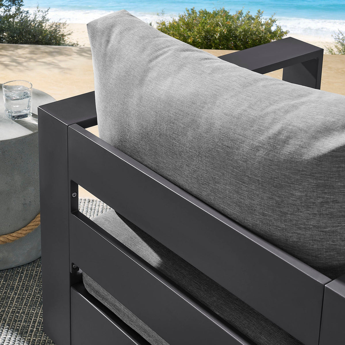 Tahoe Gray Outdoor Patio Powder-Coated Aluminum Swivel Armchair