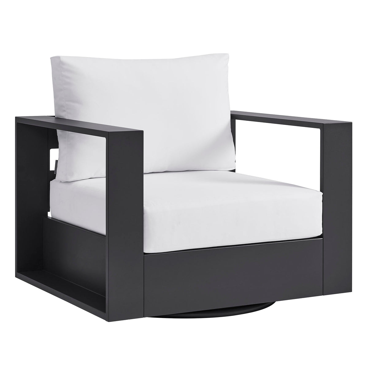 Tahoe Gray/White Outdoor Patio Powder-Coated Aluminum Swivel Armchair