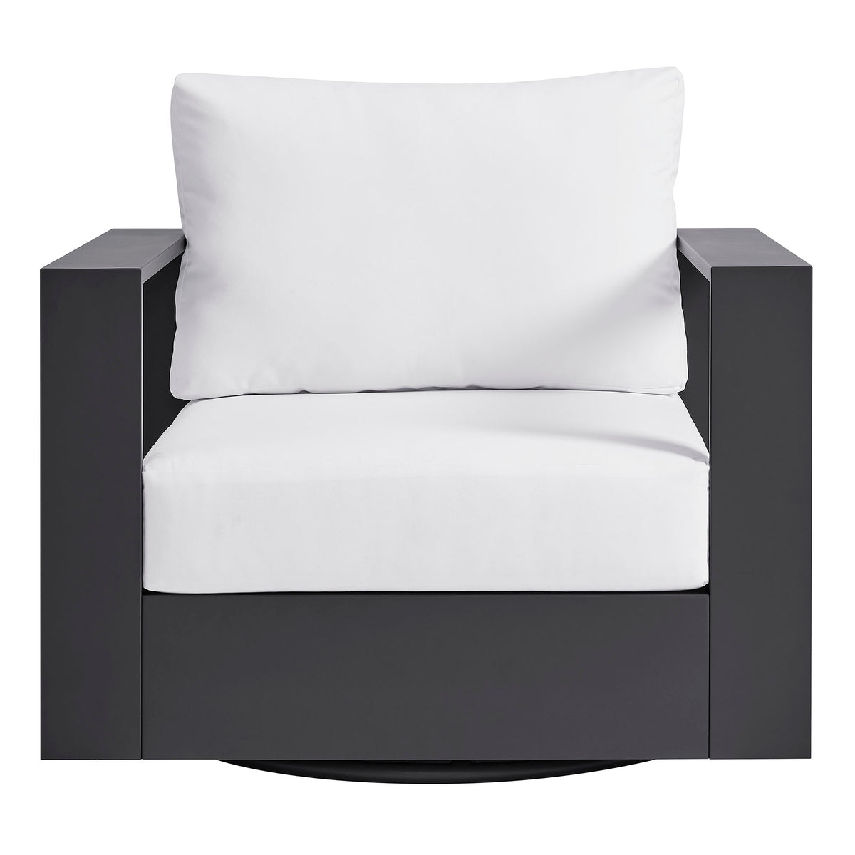 Tahoe Gray/White Outdoor Patio Powder-Coated Aluminum Swivel Armchair