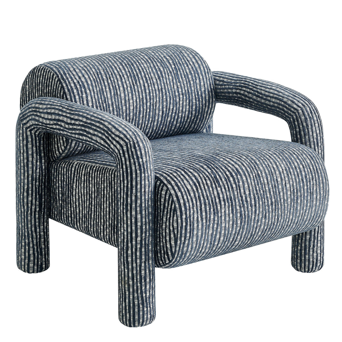 Quill Navy Patterned Woven Fabric Accent Chair