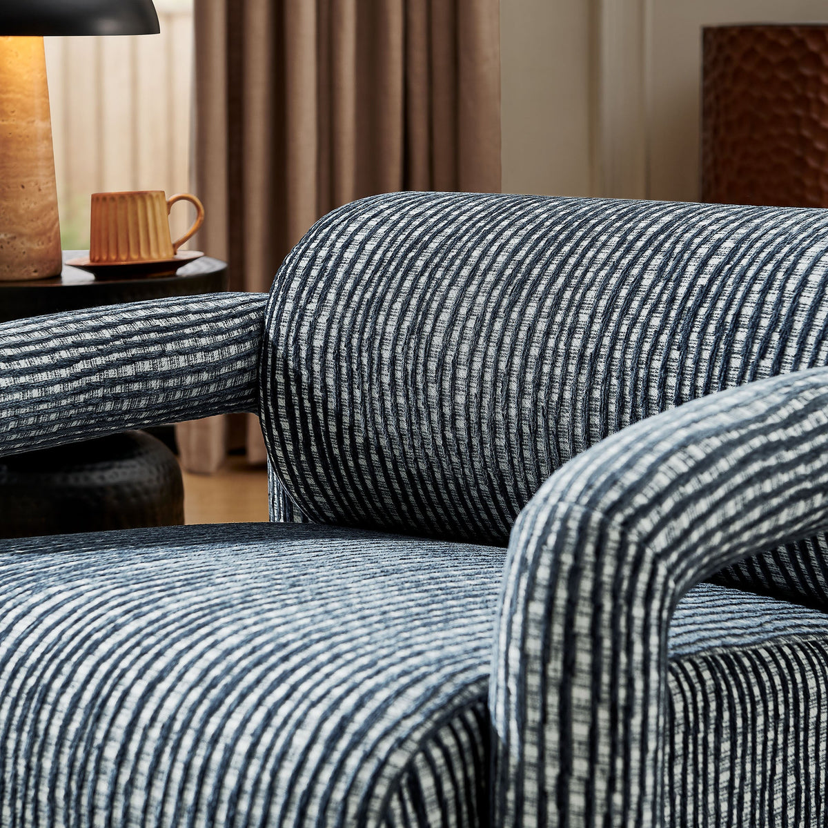 Quill Navy Patterned Woven Fabric Accent Chair