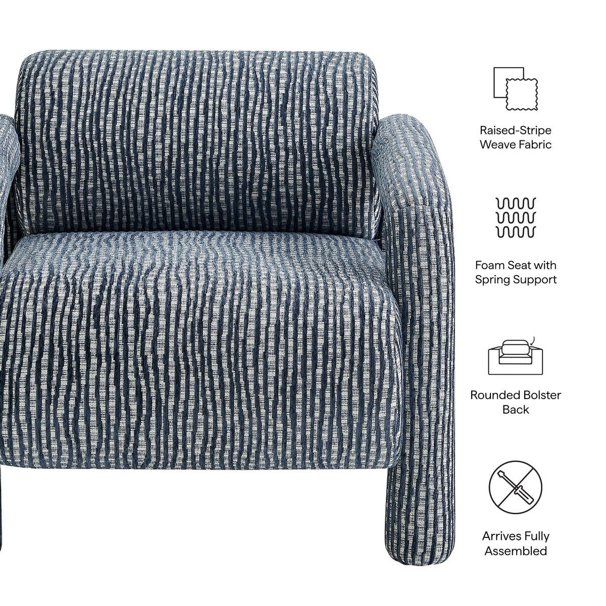 Quill Navy Patterned Woven Fabric Accent Chair