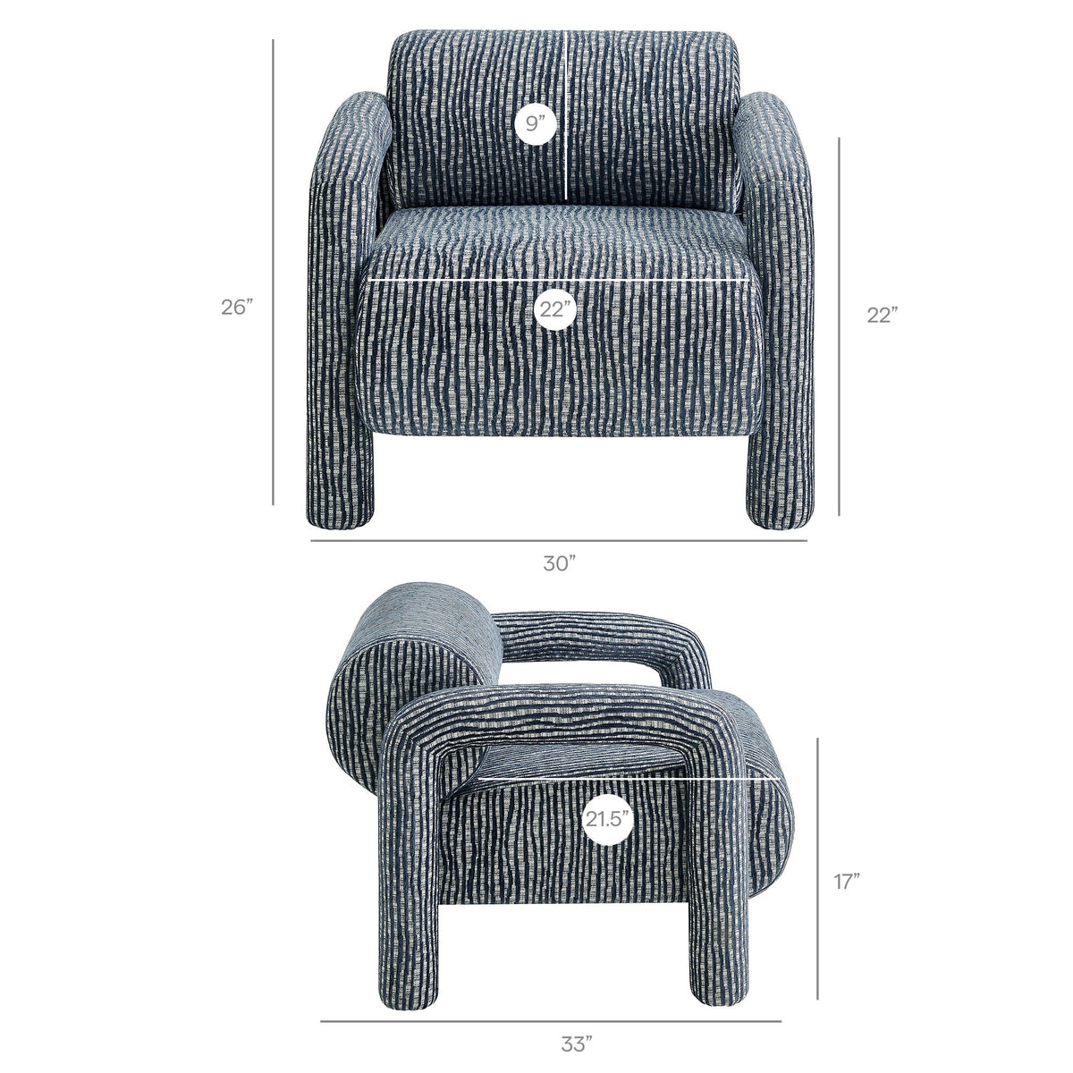 Quill Navy Patterned Woven Fabric Accent Chair