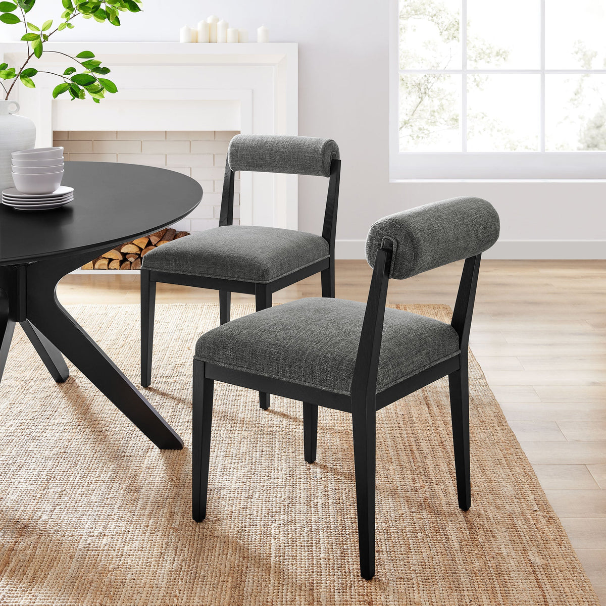 Kai Charcoal Fabric Dining Chair (Set of 2) - Ornate Home