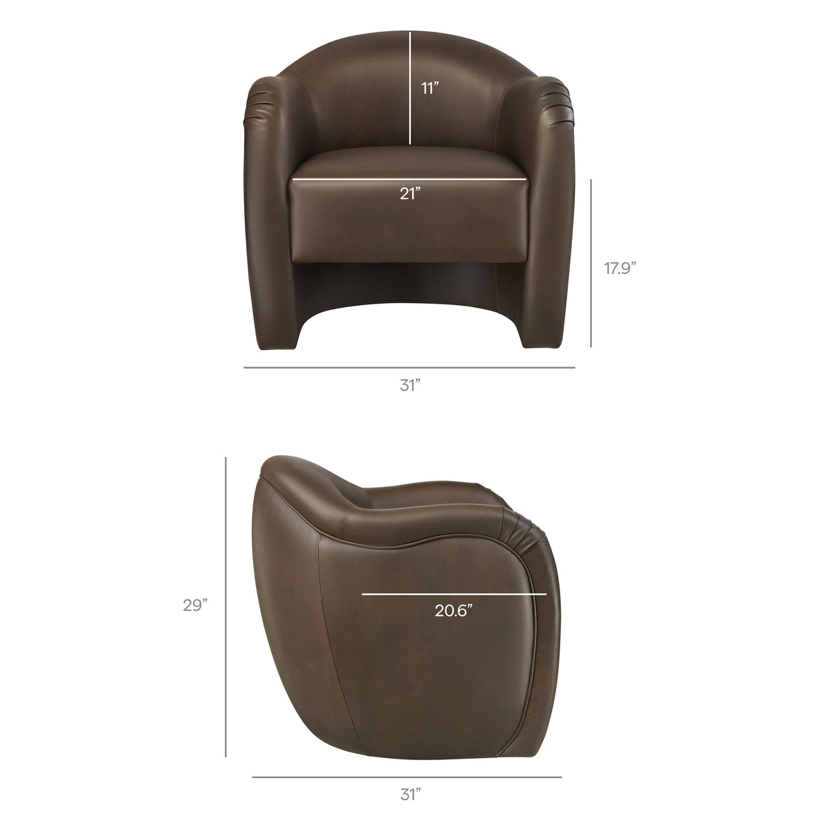 Compose Espresso Barrel Vegan Leather Accent Chair