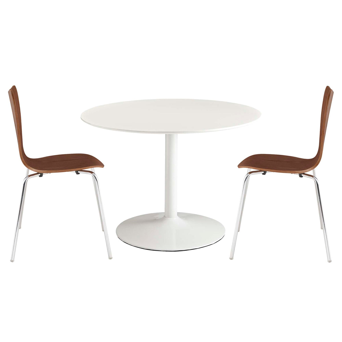 Revolve White/Walnut 3 Piece Dining Set