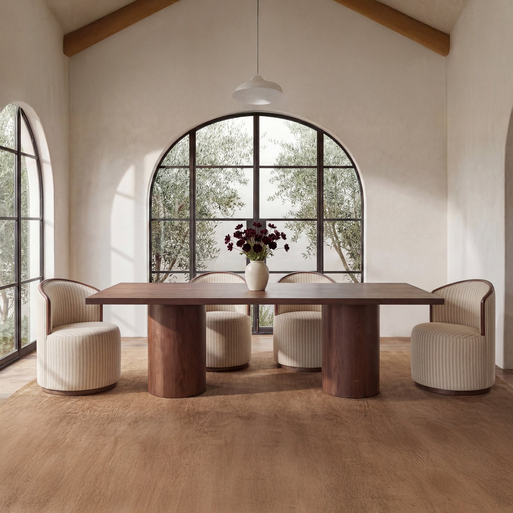 Rossi Stripe/Natural Swivel Dining Chair