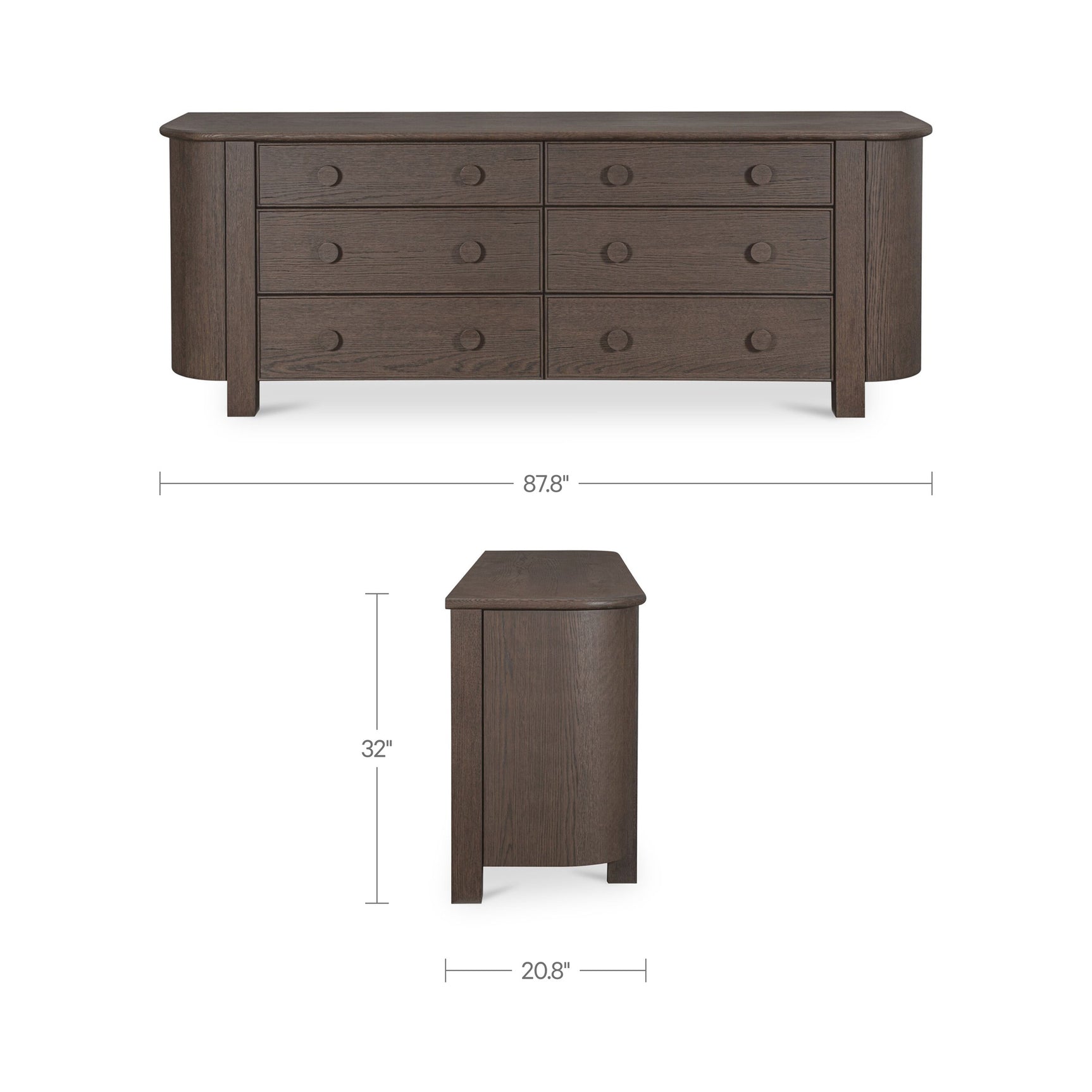 Loren Dark Brown 6 Drawer Dresser