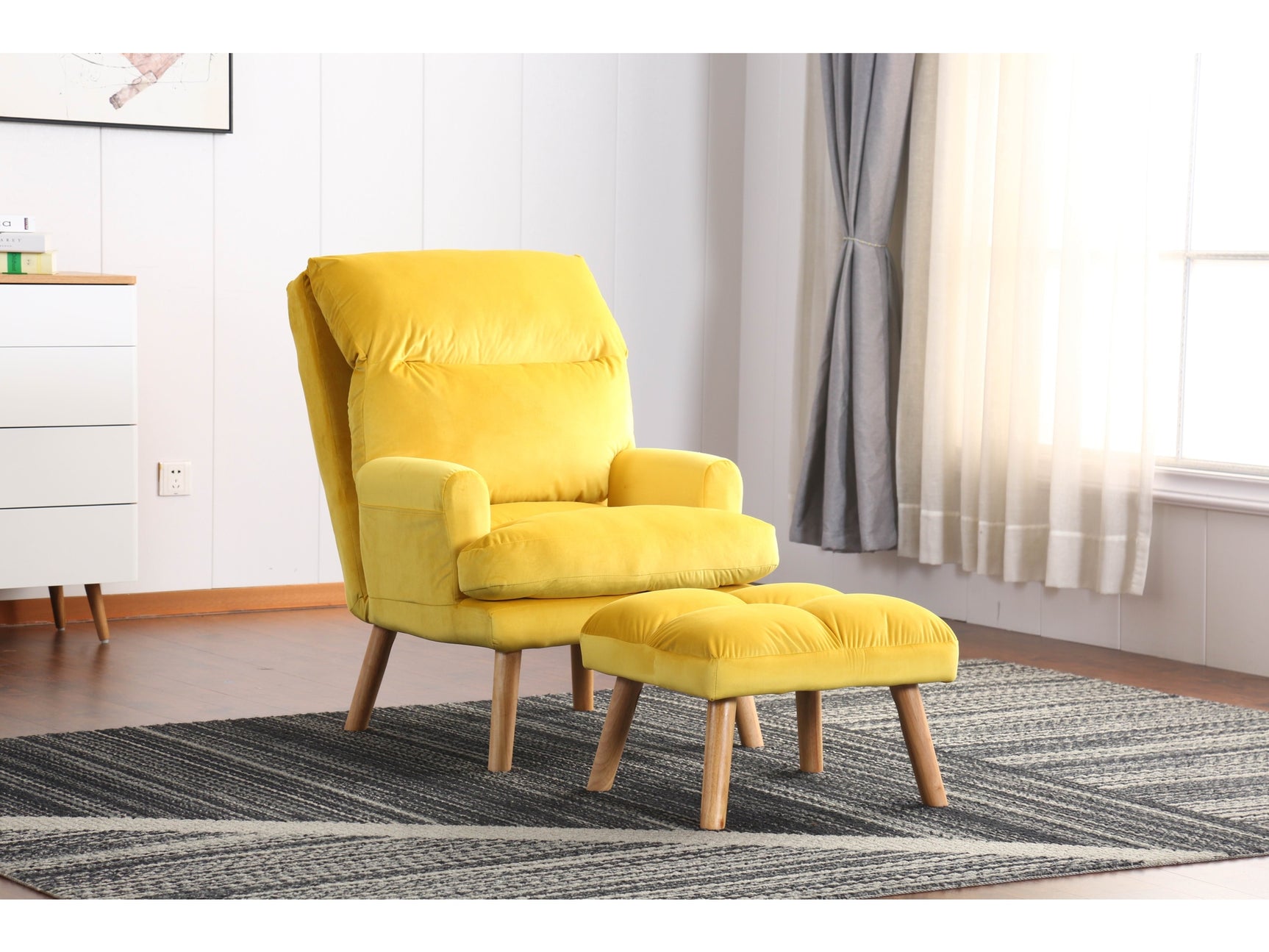 EOS Yellow Accent Chair with Ottoman - Ornate Home