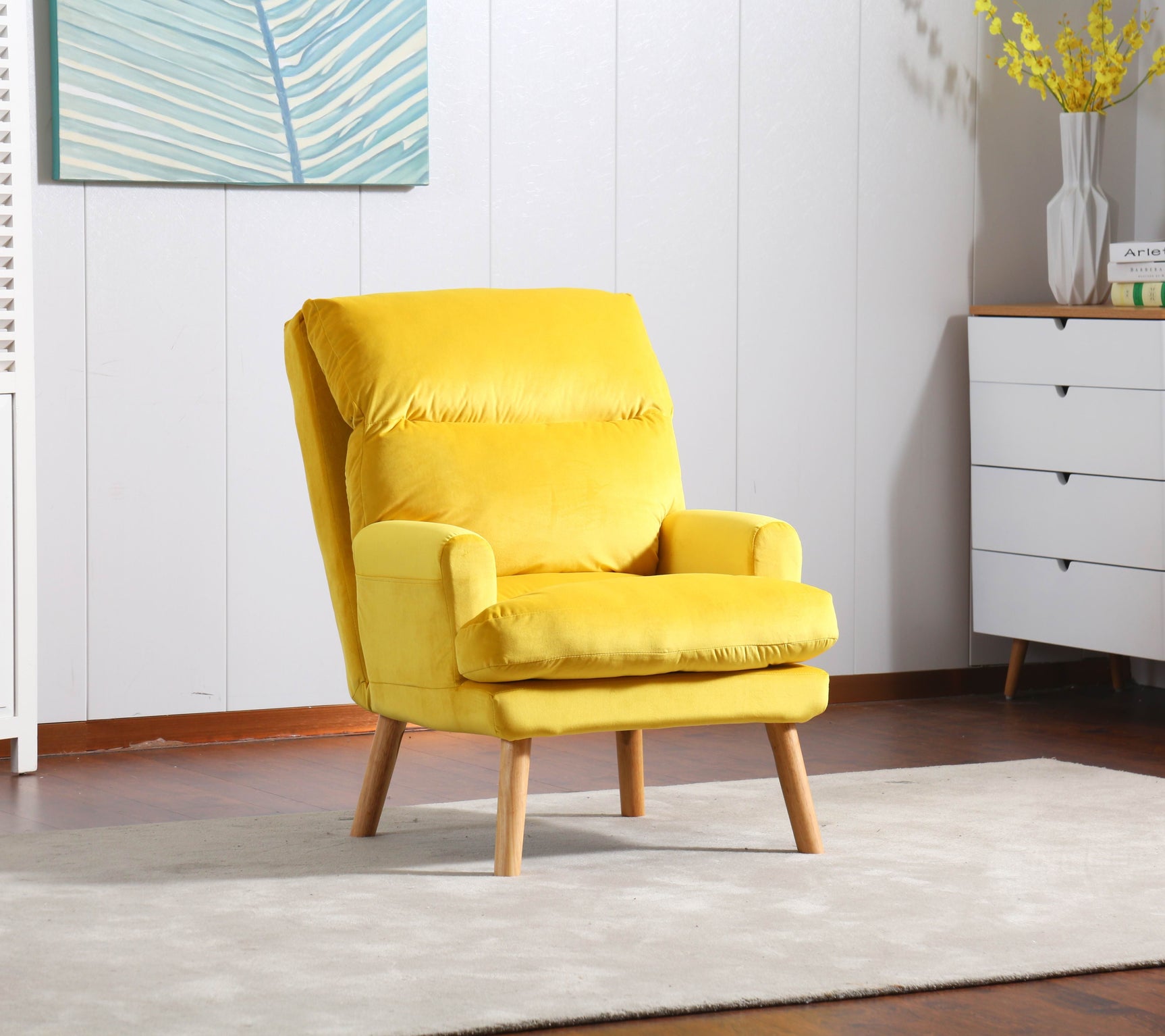 EOS Yellow Accent Chair with Ottoman - Ornate Home