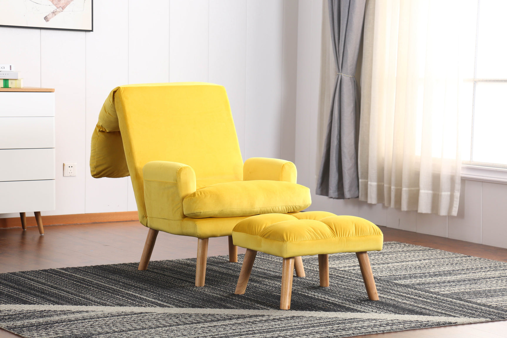 EOS Yellow Accent Chair with Ottoman - Ornate Home