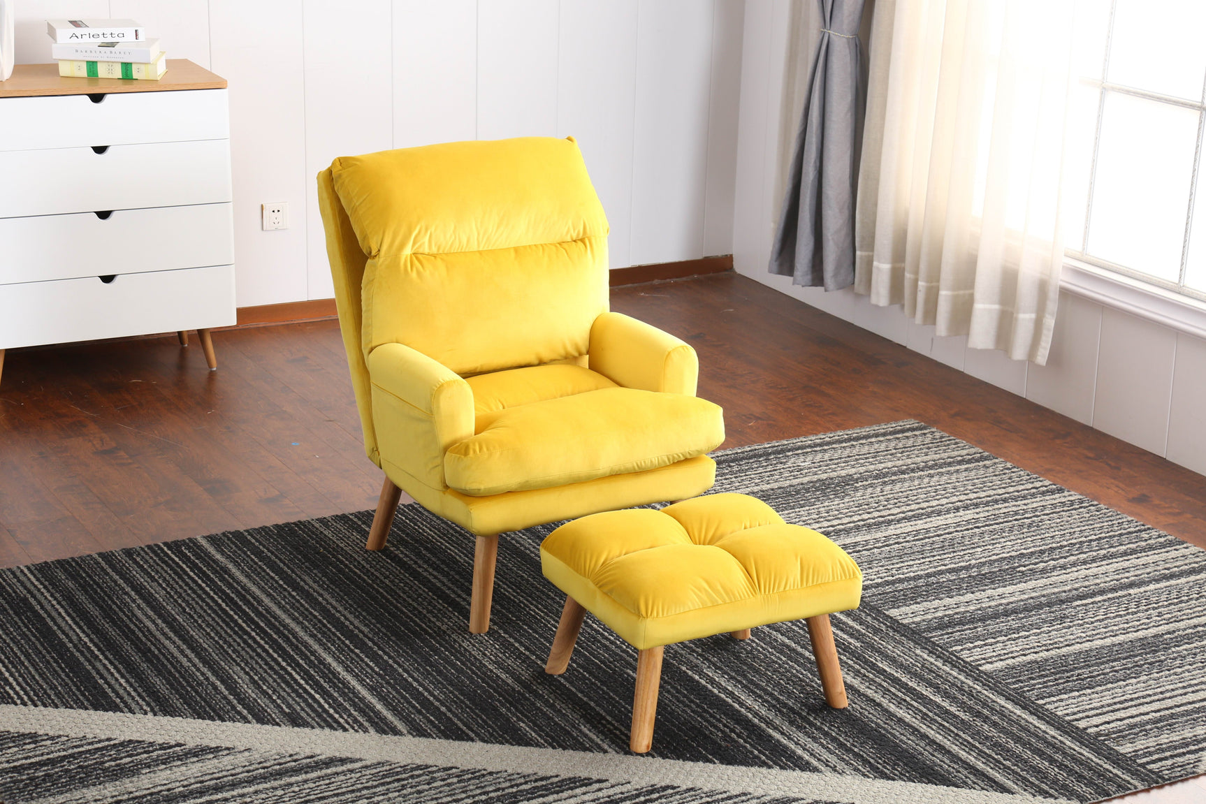 EOS Yellow Accent Chair with Ottoman - Ornate Home