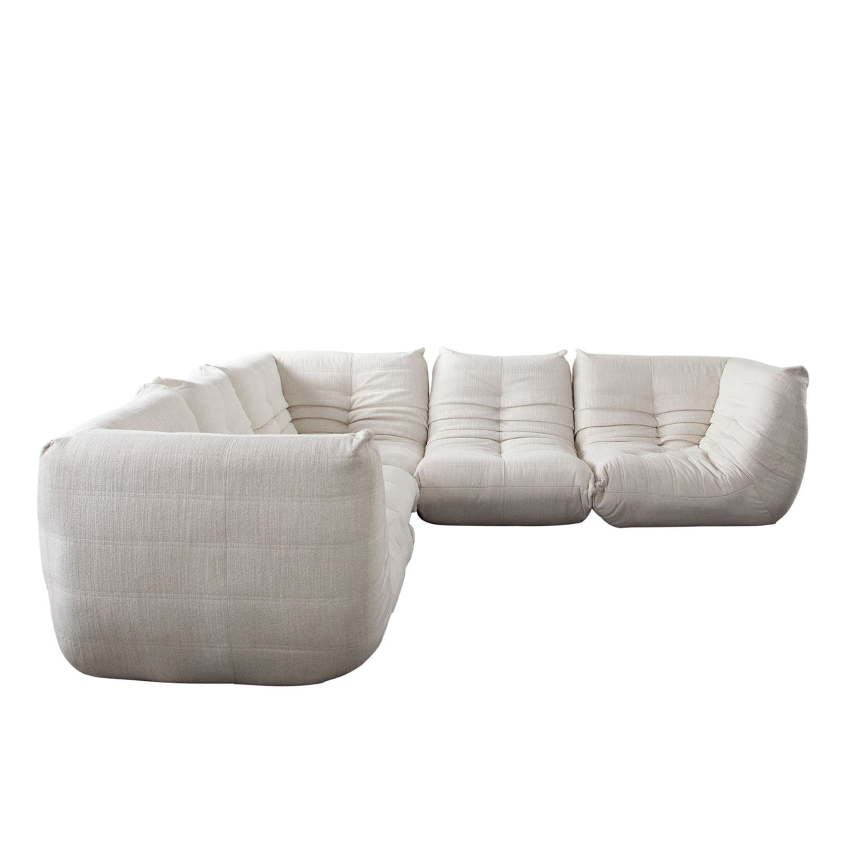 Ezra Cream Fabric 5-Pc Sectional 122" x 122" - Ornate Home