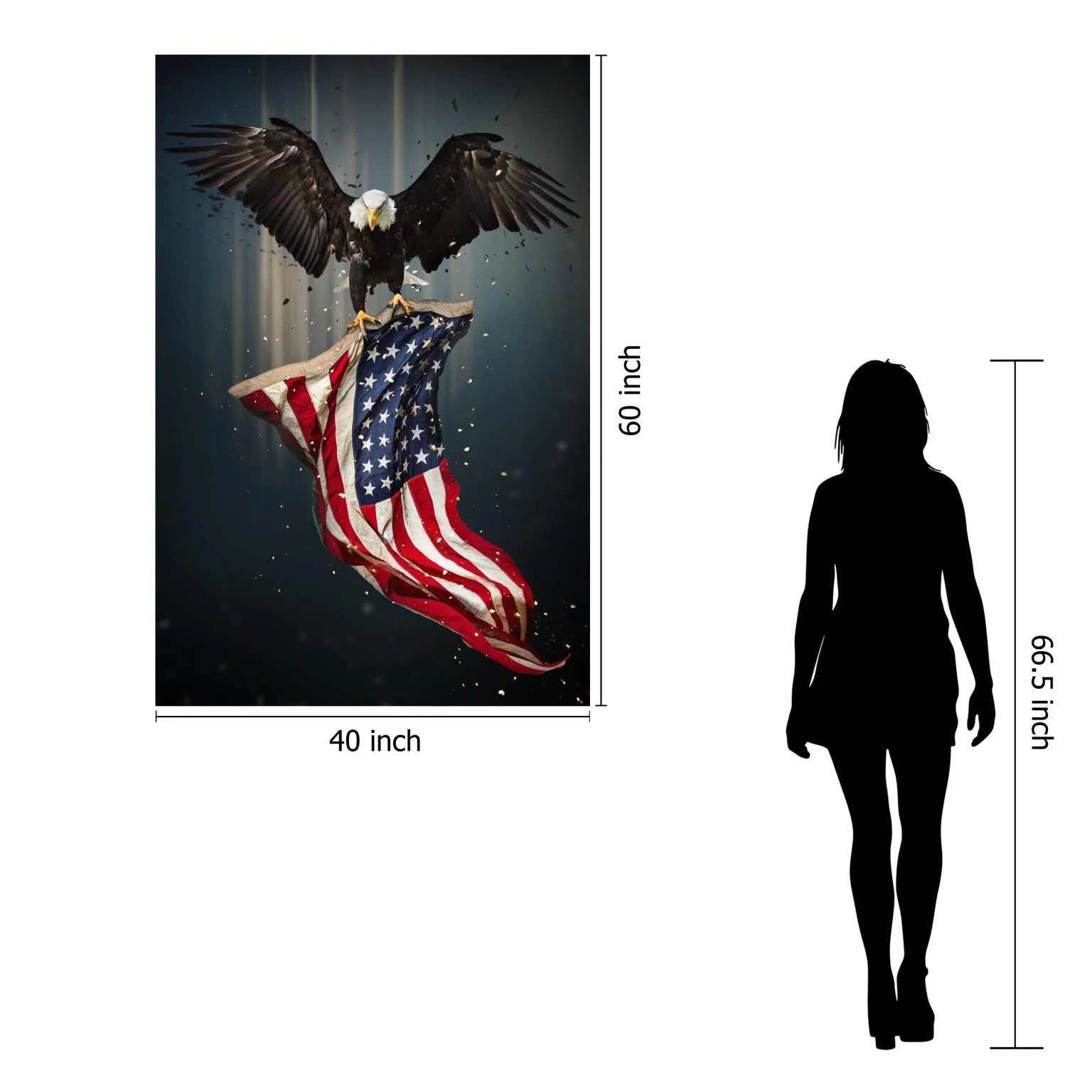 Eagle Flag Tempered Glass w / Foil Wall Art - Ornate Home