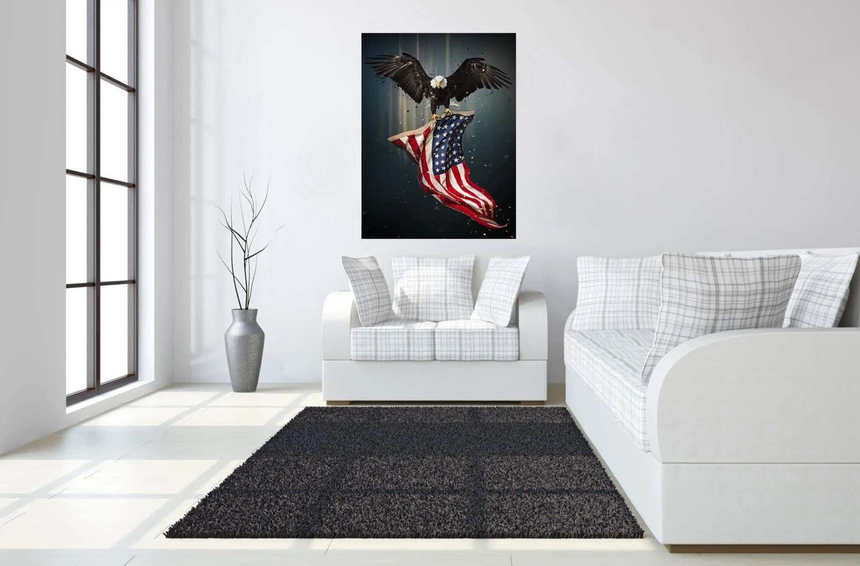 Eagle Flag Tempered Glass w / Foil Wall Art - Ornate Home
