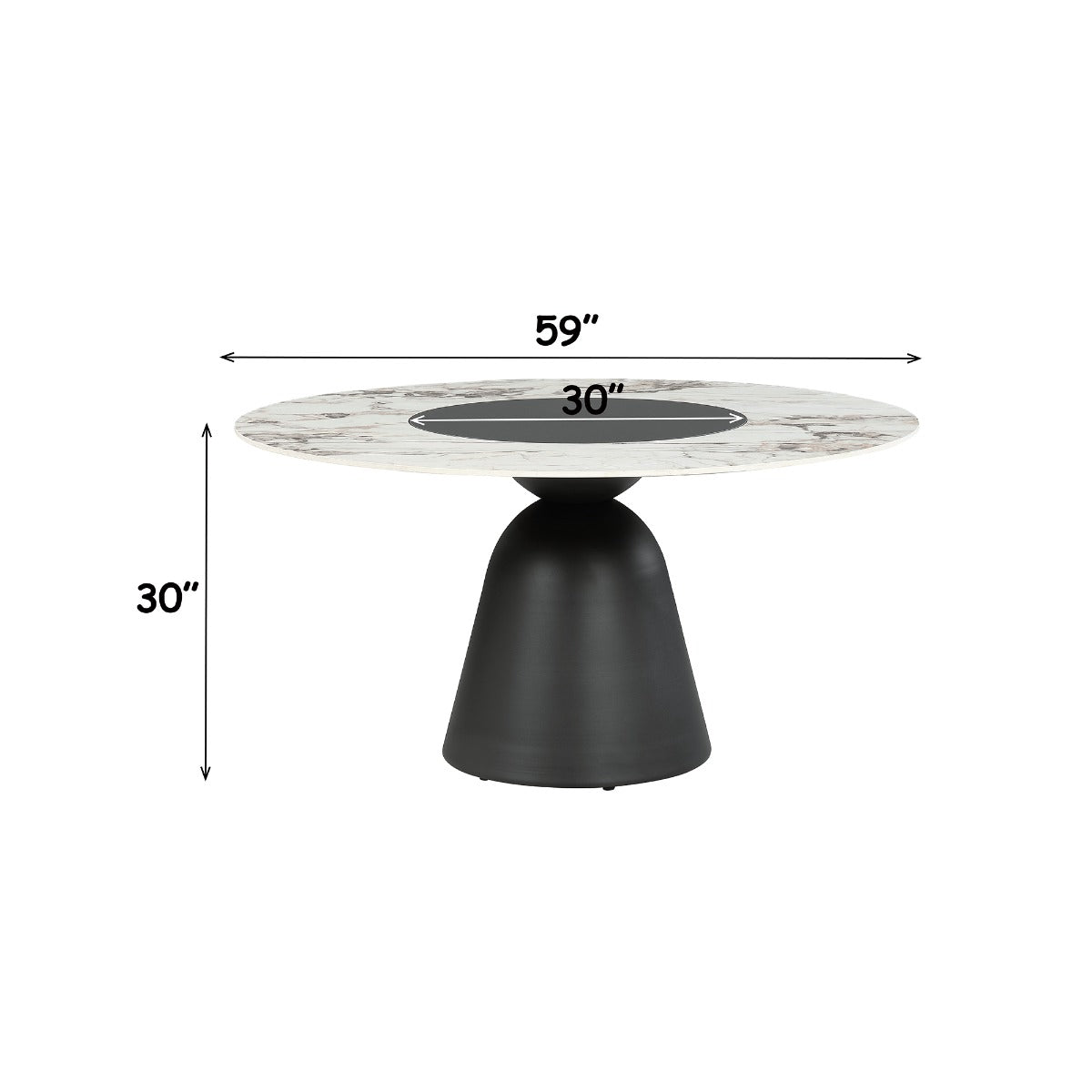 Eamon Black Round Dining Table W/Ceramic Top