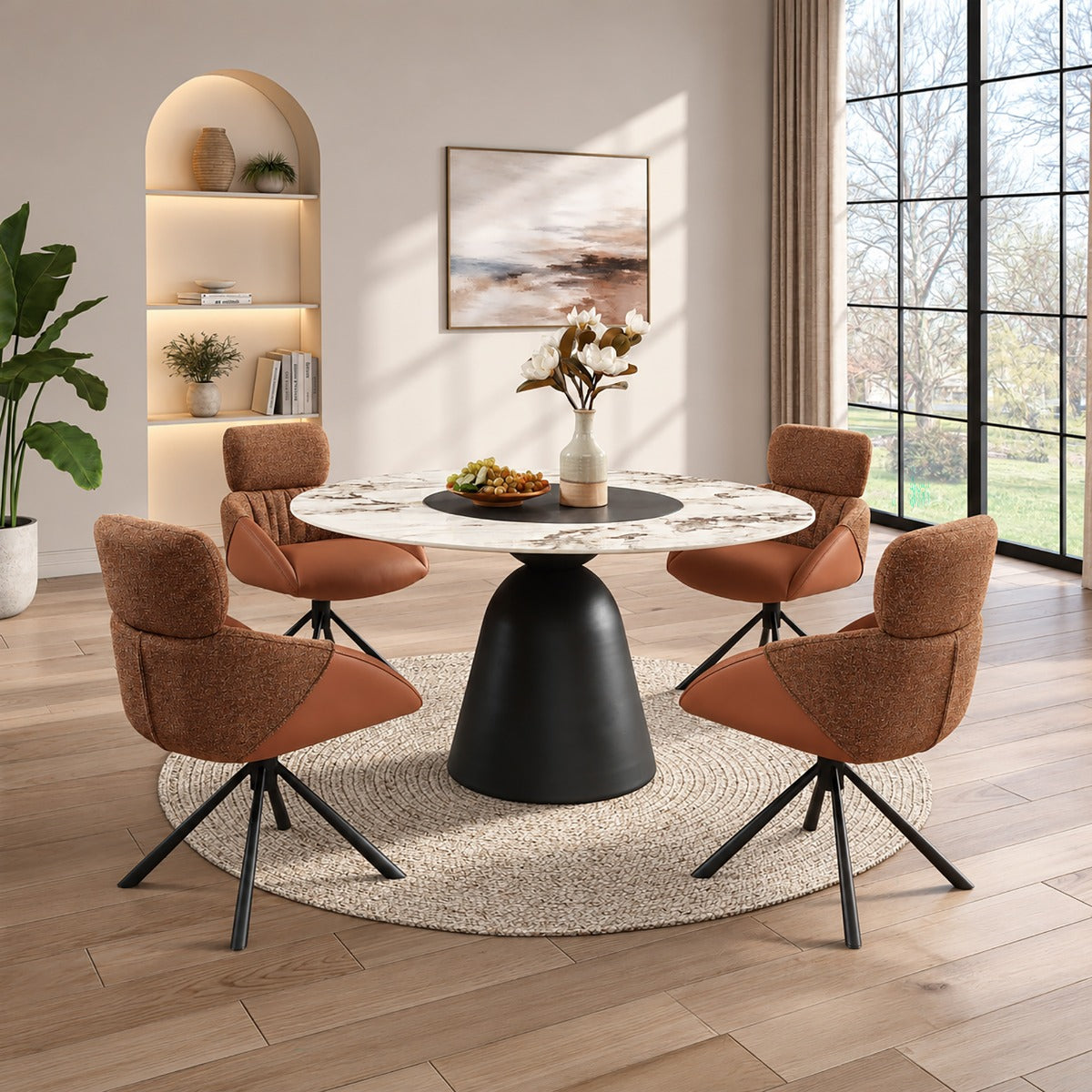 Eamon Tan Arm Chair W/Swivel (Set-2)