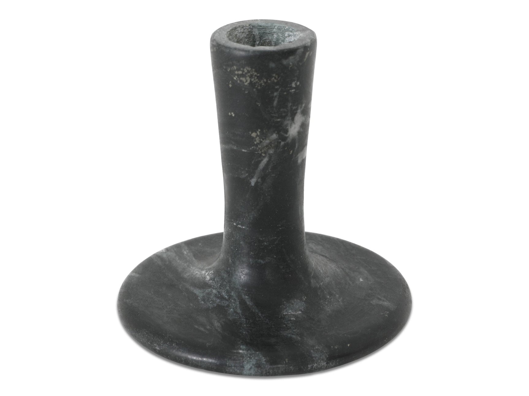 East Black Veined Marble Short Candle Holder - Ornate Home