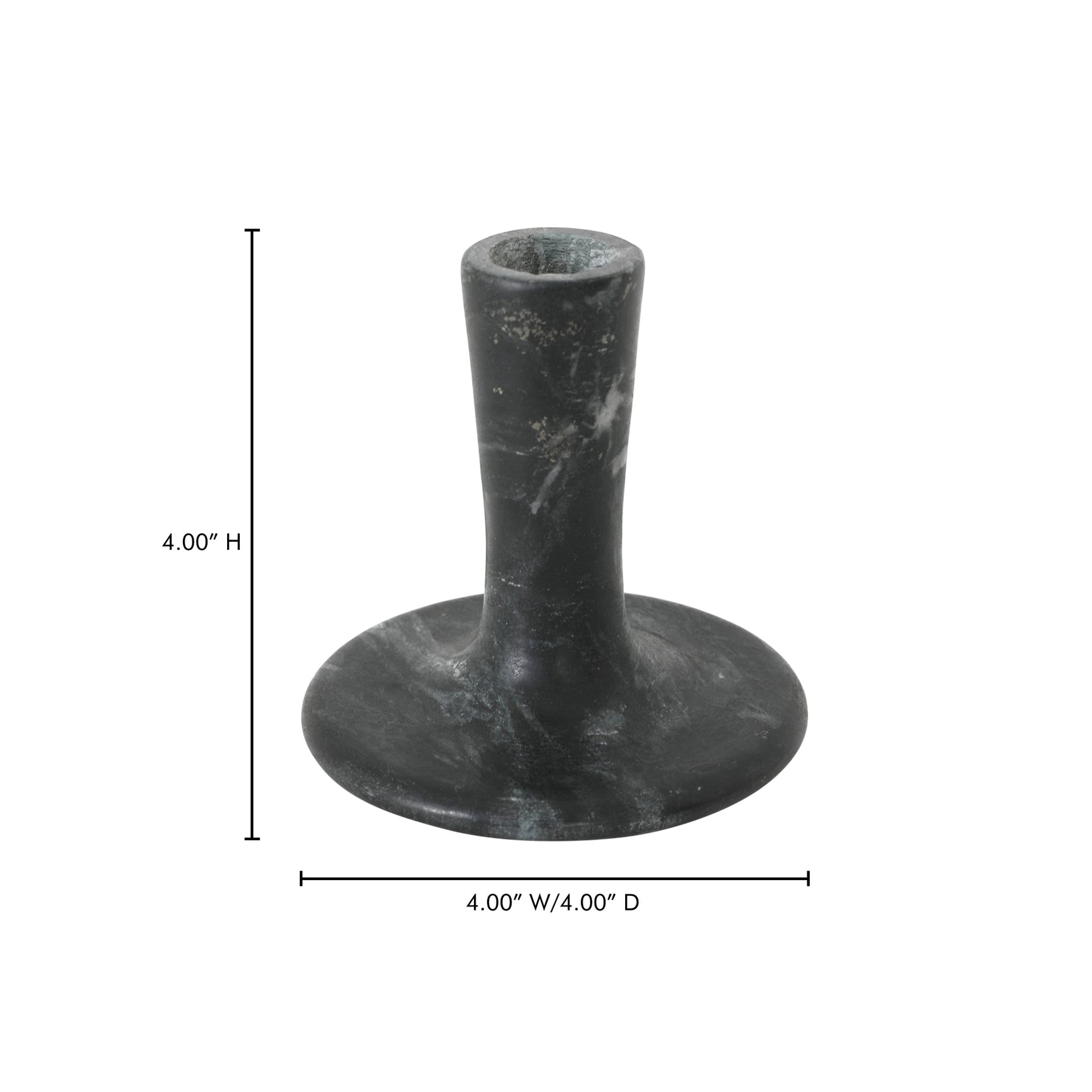 East Black Veined Marble Short Candle Holder - Ornate Home