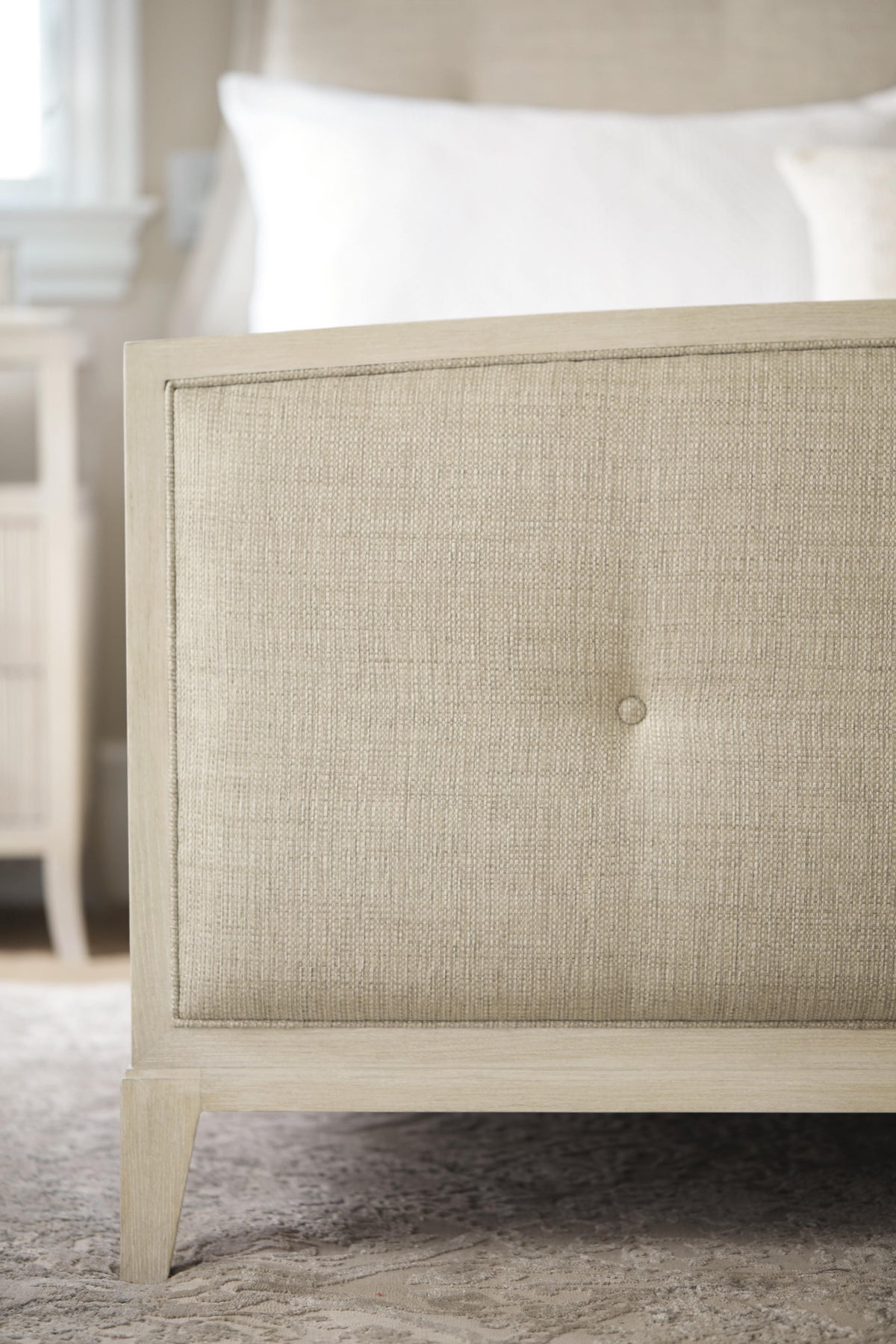 East Hampton Cerused Linen King Panel Bed - Ornate Home