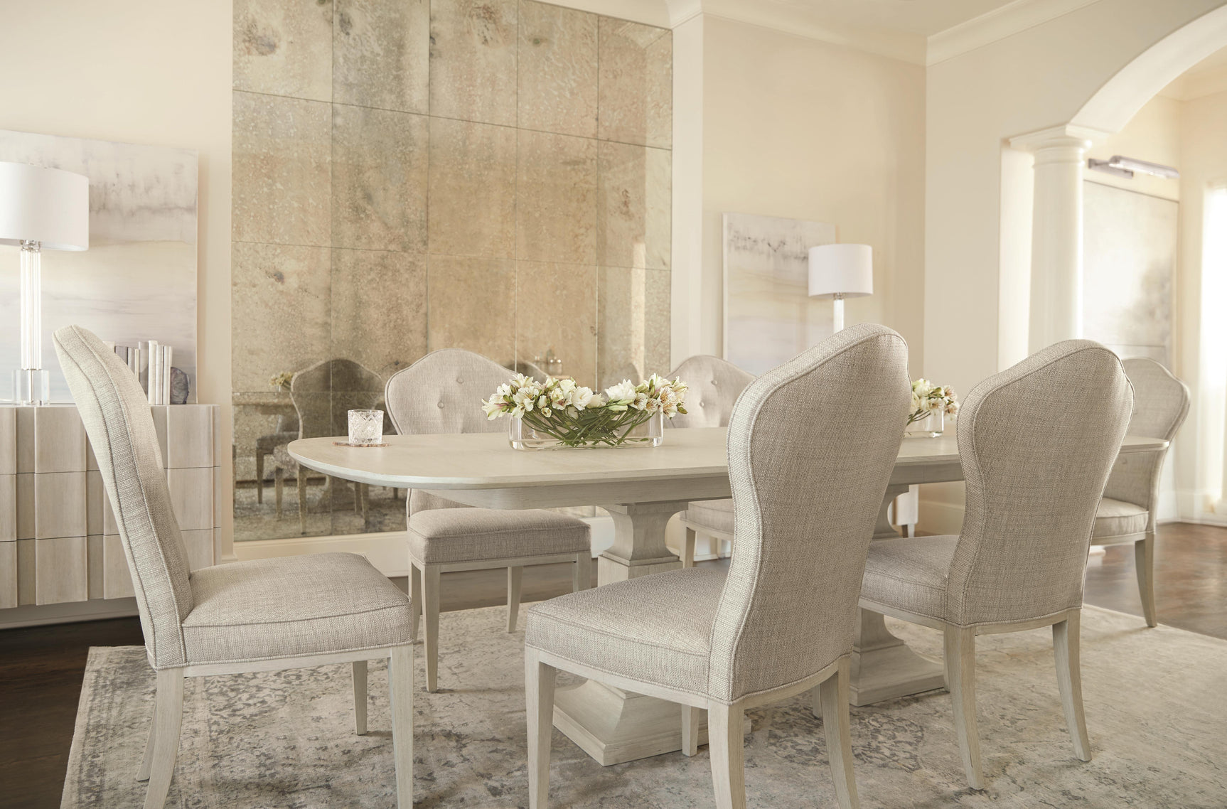 East Hampton Cerused Linen/Muted Grey Side Chair - Ornate Home